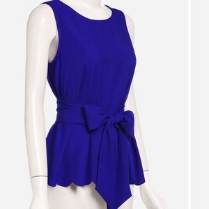 Shein Royal Blue Scalloped Blouse